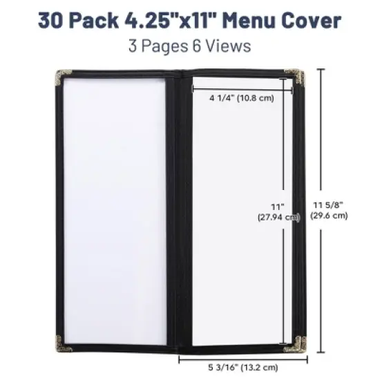 WeChef 30 Pcs Restaurant Menu Covers Holders for 4.25 x 11" Paper 3 Page 6 View image {6}