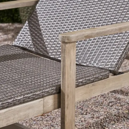 Gulches Wood and Wicker Gray Patio Chaise Lounges - Adjustable Recliners with Armrests image {4}
