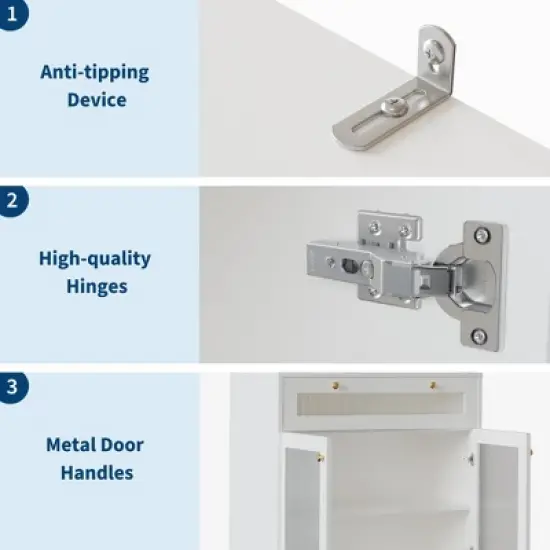 Kitchen Pantry Cabinet, 62 Inch Freestanding Hutch Cupboard with Large Countertop image {8}