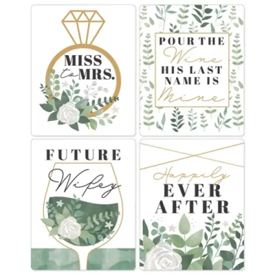 Big Dot of Happiness Boho Botanical Bride - Greenery Bridal Shower & Wedding Party Decorations - Wine Bottle Label Stickers - Set of 4 image {6}