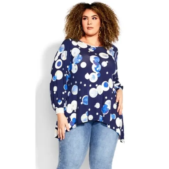 Women's Plus Size Noelle Foil Tunic - riviera foil spot | AVENUE image {3}
