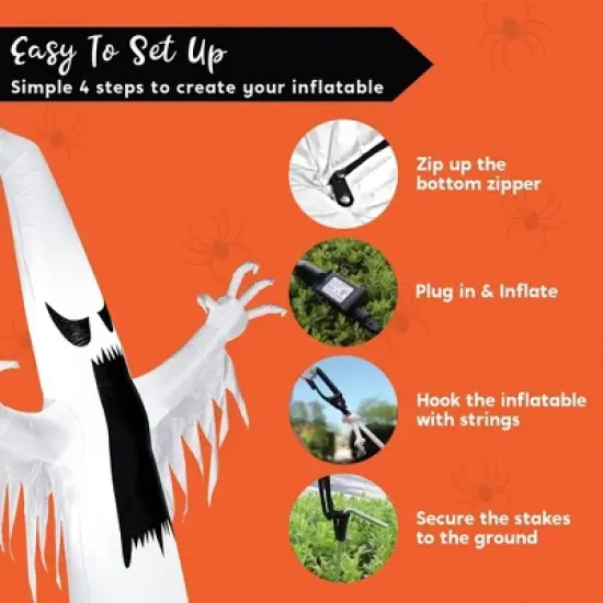 Joyfy 12 FT Halloween Inflatable Outdoor Decoration, Towering Terrible Ghost Inflatable with Built-in LED for Halloween Party Yard Outdoor Decoration image {5}