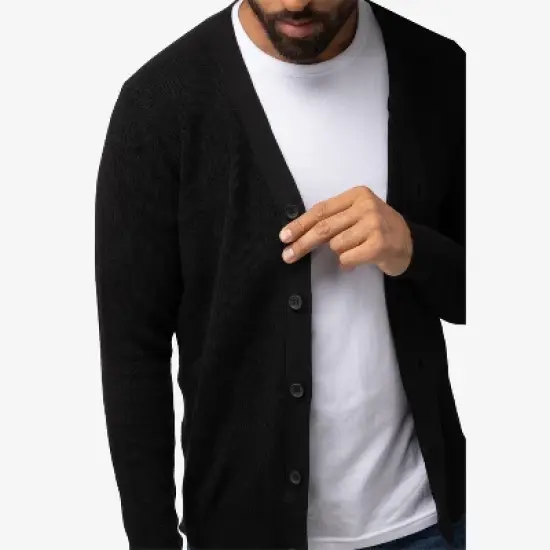 X RAY Men's Cotton Cardigan Sweater, V-Neck & Shawl Collar Soft Cable Knit Button Down Cardigan image {4}
