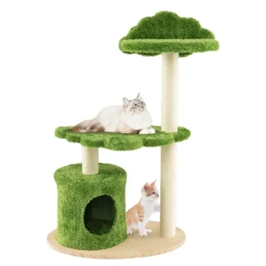 Costway 38" Cute Cat Tree Cat Condo Furniture with Fully Wrapped Sisal Scratching Posts image {10}
