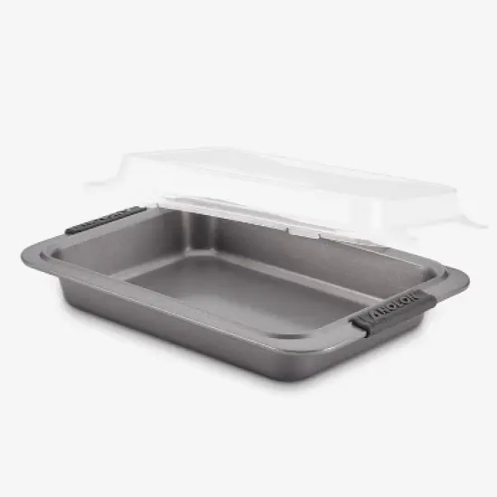 Anolon Advanced Bakeware 9" x 13" Nonstick Cake Pan with Lid with Silicone Grips Gray: Even-Heating, Soft-Grip Handle image {3}