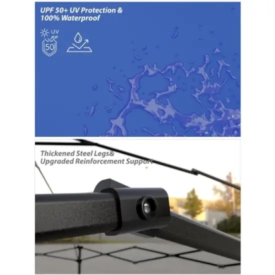 10x10 FT Pop Up Canopy Tent with 3 Sidewalls, Portable Commercial Instant Shelter, 210D Oxford Waterproof UV Protection, Blue image {4}