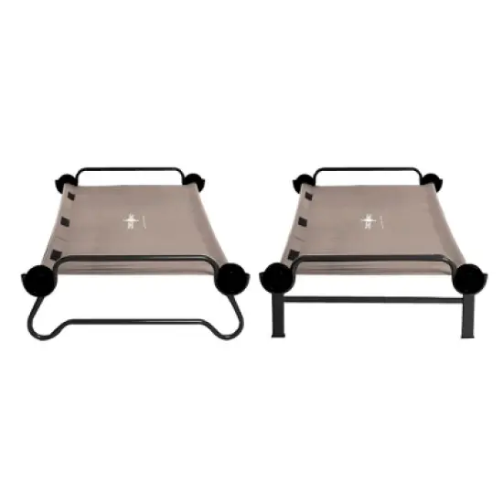 Disc-O-Bed X Large Cam-O-Bunk 2 Person Bench Bunked Double Bunk Bed Cot with 2 Side Organizer and Carrying Bags for Camping Trips, Tan image {1}