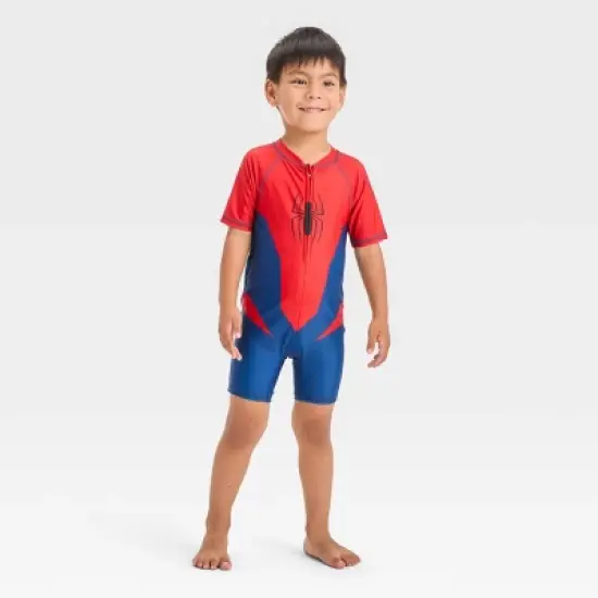 Toddler Boys' Marvel Spider-Man One Piece Rash Guard - Red image {3}