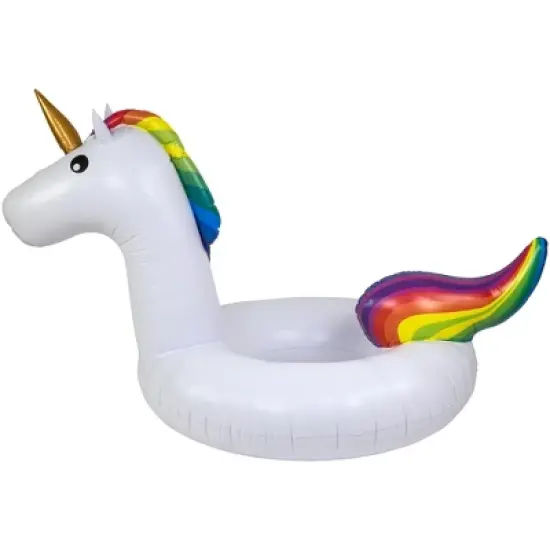 Northlight 68" Rainbow Unicorn Inflatable Swimming Pool Tube Ring Float image {2}