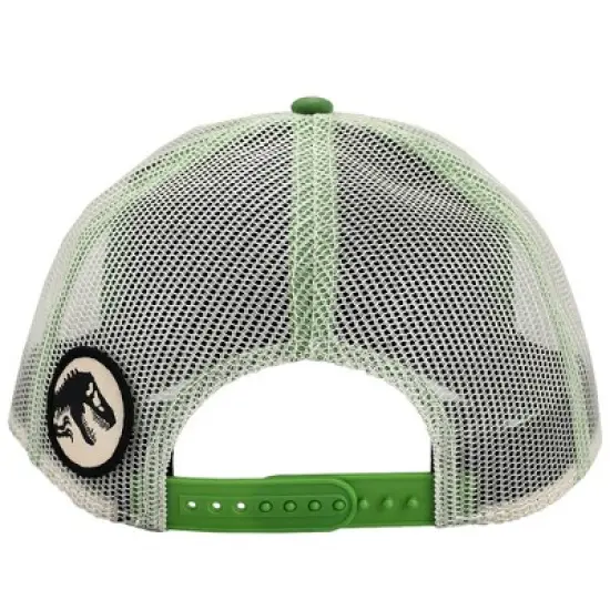 Jurassic Park Washed Canvas Trucker Hat with Embroidery Patch and Underbill Print Snapback hat image {4}