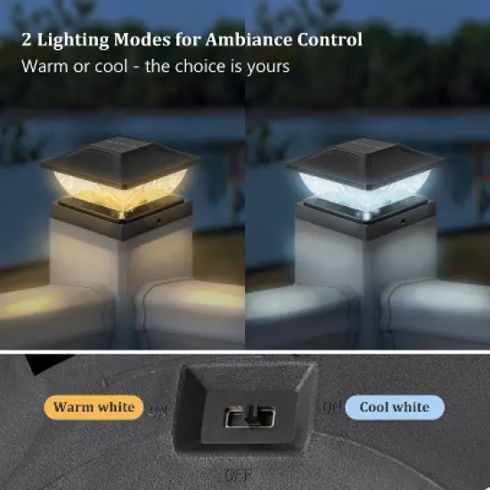 C Cattleya 3000K/5000K Black Solar LED Outdoor Post Cap Lights with Hammered Lens image {3}