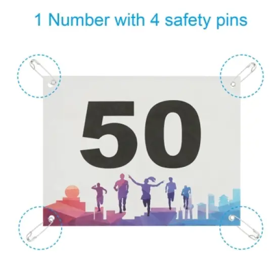 Unique Bargains Waterproof Reusable Tearproof Running Bib Numbers Multicolor 7x6 Inch 50 Pcs image {2}