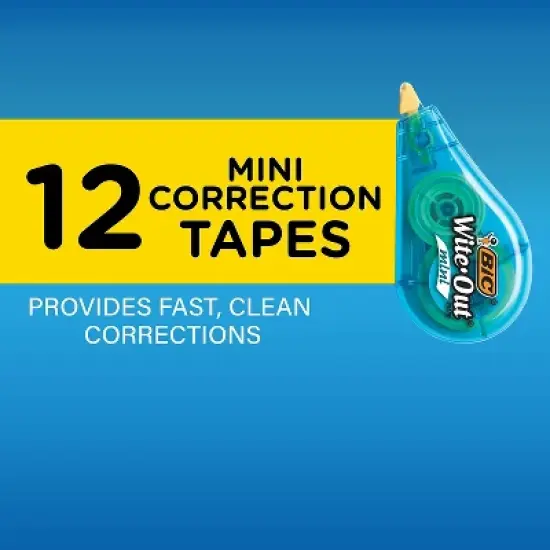 BIC Mini Correction Tape Non-Refillable 1/2 w x 26.2 ft Assorted WOTM11 image {5}