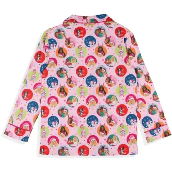 Barbie Girls' Christmas Characters FALALALA Santa Snowflake Sleep Pajama Set Pink image {3}