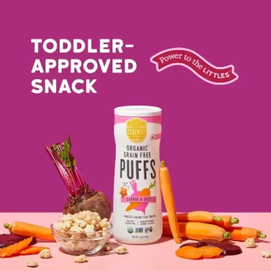 Serenity Kids Carrot & Beet Organic Grain Free Puffs Baby & Toddler Snacks - 1.5oz image {4}