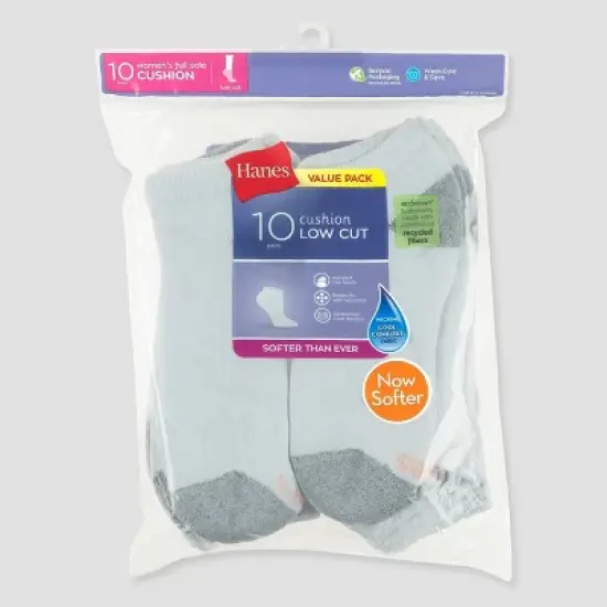 Hanes Women's Extended Size 10pk Low Cut Socks - 8-12 image {2}
