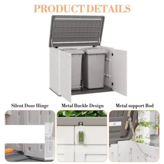 Outdoor Storage Cabinet,Waterproof Outdoor Shed with Floor,Resin Weather Resistant Tools Storage House Shed for Garden Backyard, Easy Assembly,White image {4}