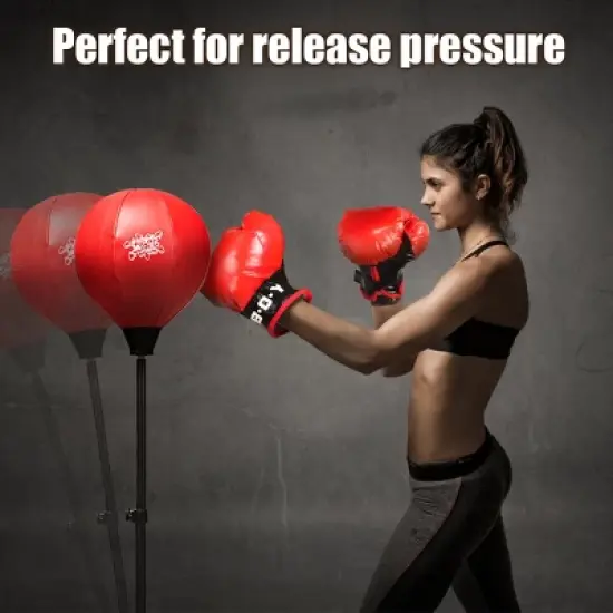Costway Boxing Punching Bag w/Height Adjustable Stand Boxing Gloves image {3}