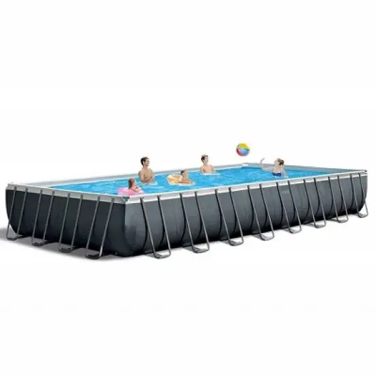 Intex Ultra 24ftX12ftX52in XTR Rectangular Metal Frame Swimming Pool Set w/Pump Filter image {1}