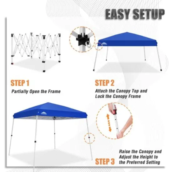 EAGLE PEAK 10x10ft Slant Leg Pop Up Canopy Tent,10x10 Base 8x8 Top image {1}
