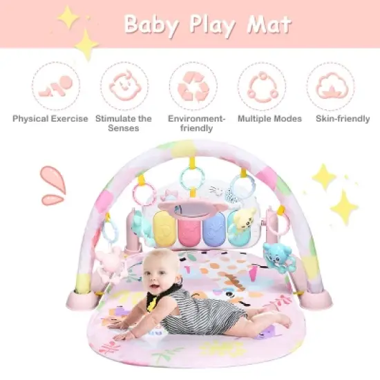 3 in 1 Baby and Toddler Learning Toys  Fitness Music and Lights Fun Piano Activity Center Pink image {5}