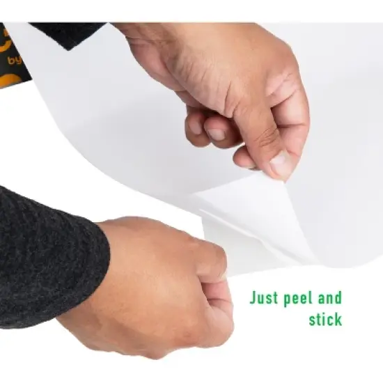 Mind Reader Adhesive Whiteboard Paper, Write On Removable Wall Decal Sticker Sheets, Customizable Size, 2 Dry Erase Markers, 24 in x 10 ft, White image {4}