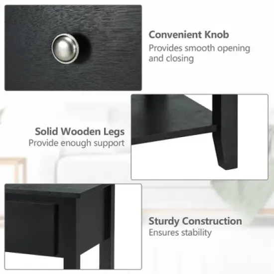 Costway Nightstand Beside Table Chest Sofa Table End Table Accent Table White image {8}