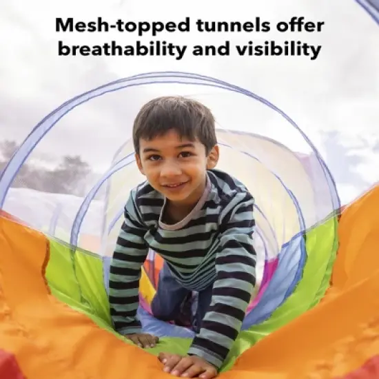 HearthSong 4-Piece Pop-Up Rainbow Play Tents (2) and Tunnels (2) with Mesh Tops for Indoor and Outdoor Play image {4}