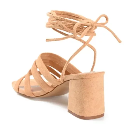 Journee Collection Womens Sevyn Open Square Toe Block Heel Sandals Tan 8.5 image {6}