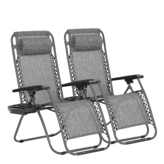 FDW Zero Gravity Chair Patio Lounge Chairs Lounge Patio Chairs 2 Pack Adjustable Reliners for Pool Yard with Cup Holder image {10}