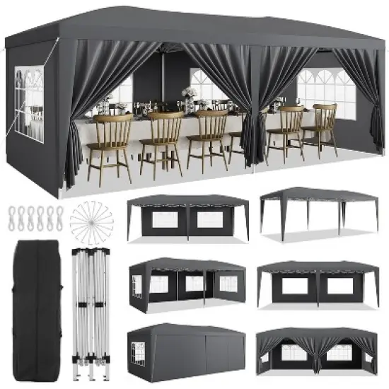 10x20 Heavy Duty Pop Up Canopy Tent with 6 Removable Sidewalls, Commercial Canopy Tents for Parties, Large Outdoor Canopies with 3 Adjustable Heights image {8}