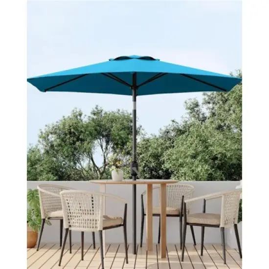 7.5ft Patio Umbrella with Push Button Tilt & Crank - 6-Rib UV Protection Waterproof for Deck/Pool/Backyard image {12}