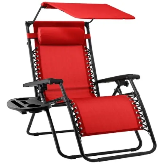 Best Choice Products Folding Zero Gravity Recliner Patio Lounge Chair w/ Canopy Shade, Headrest, Tray image {20}