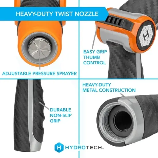 HydroTech Heavy Duty Twist Hose Nozzle Black/Orange image {12}