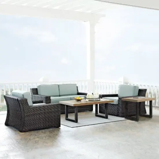 Beaufort 5pc Outdoor Wicker Conversation Set - Mist - Crosley image {1}