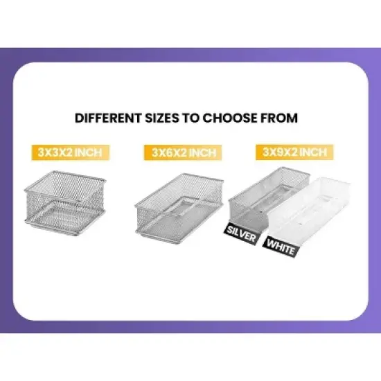 YBM Home Silver Mesh Drawer and Desk Organizer Tray, Pack of 2 image {6}