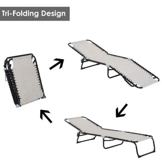 Outsunny Outdoor Folding Chaise Lounge Chair Portable Lightweight Reclining Garden Sun Lounger with 4-Position Adjustable Backrest for Patio, Deck, and Poolside image {5}