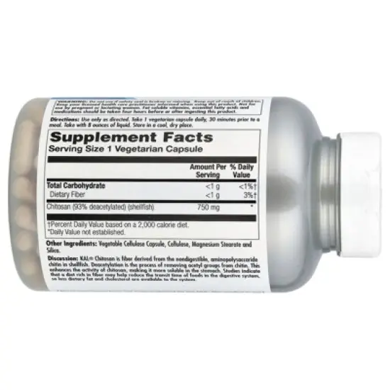 KAL Chitosan, 750 mg, 120 Veg Caps image {1}