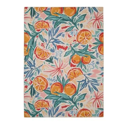 Pomelo Washable Outdoor Rug Ivory/Orange - Linon image {10}