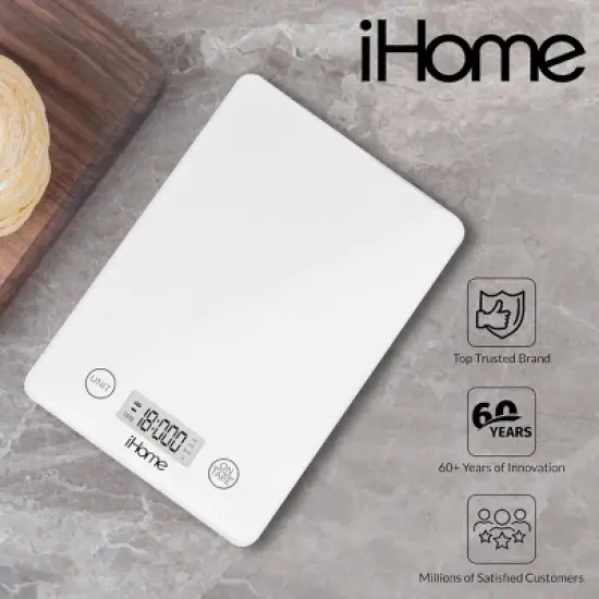 iHome 11lb Glass Kitchen Food Scale image {3}