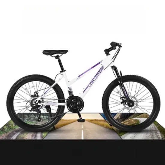 DSVIMOY Bicycles, 26 inch Mountain Bike for Teenagers Girls Women, 21-Speed Mountain Bike with Dual Disc Brakes, White, 65"*24.8"*37.4" image {2}