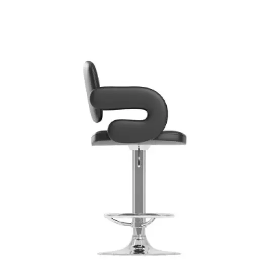 Set of 2 Counter Height Barstool with Armrests Black - CorLiving image {3}