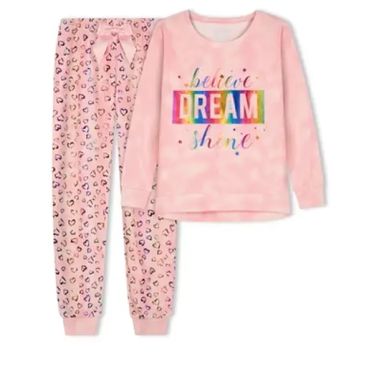 Sleep On It Girls Believe Dream Shine Velour 2-Piece Pajama Pant Sleep Set image {9}