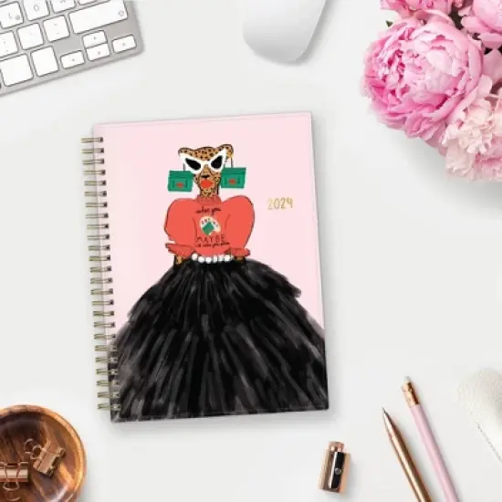 Blue Sky Bouffants and Broken Hearts 2024 Planner with Notes Pages 5.875"x8.625"  Weekly/Monthly Met Gala Cheetah image {1}