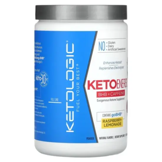 KetoLogic BHB KetoEnergy Exogenous Ketones Powder with Caffeine | Raspberry Lemonade - 30 Serve | Supports Low Carb, Keto Diet & Boosts Energy, Focus image {3}
