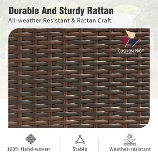 Captiva Designs 8pc Patio Dining Set with Rectangular Table & Armrest Rattan Chairs & Market Umbrella image {8}