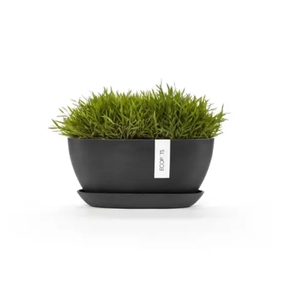 Ecopots Sofia Durable Modern Oval Indoor/Outdoor Recycled-Based Composite Flower Pot Planter w/ Water Reservoir image {3}