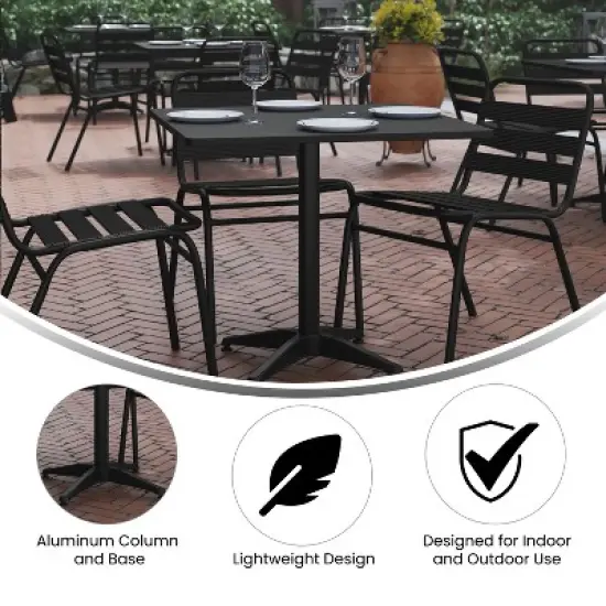Emma and Oliver 31.5'' Square Aluminum Indoor-Outdoor Table Set with 4 Slat Back Chairs image {7}
