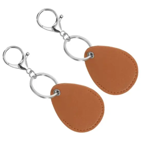 Unique Bargains PU Leather Keychain Holder ID Key Cards Key Fobs with Rings 2 Pcs image {8}