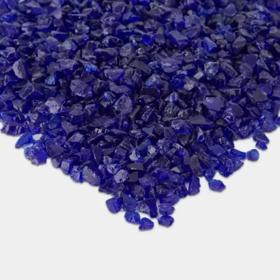 20lb Fire Glass Reflective Chips Cobalt Blue - Real Flame: No Assembly, Indoor & Outdoor Use image {3}